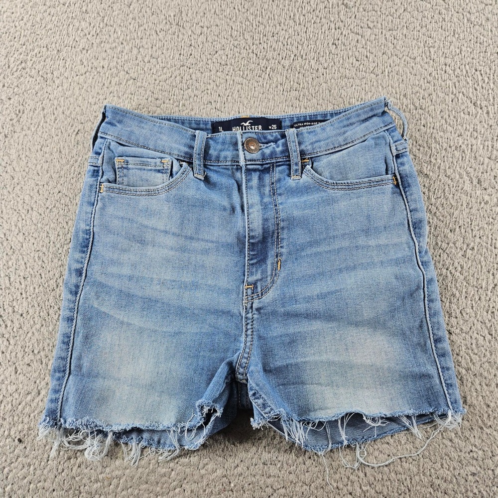 Hollister Ultra High Rise Super Skinny Cutoff Denim Shorts Womens 25 Blue